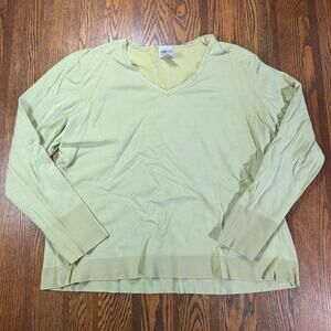 Chico’s Women’s Green Silk Blend V-Neck Ribbed Sweater/Long Sleeve Size 3